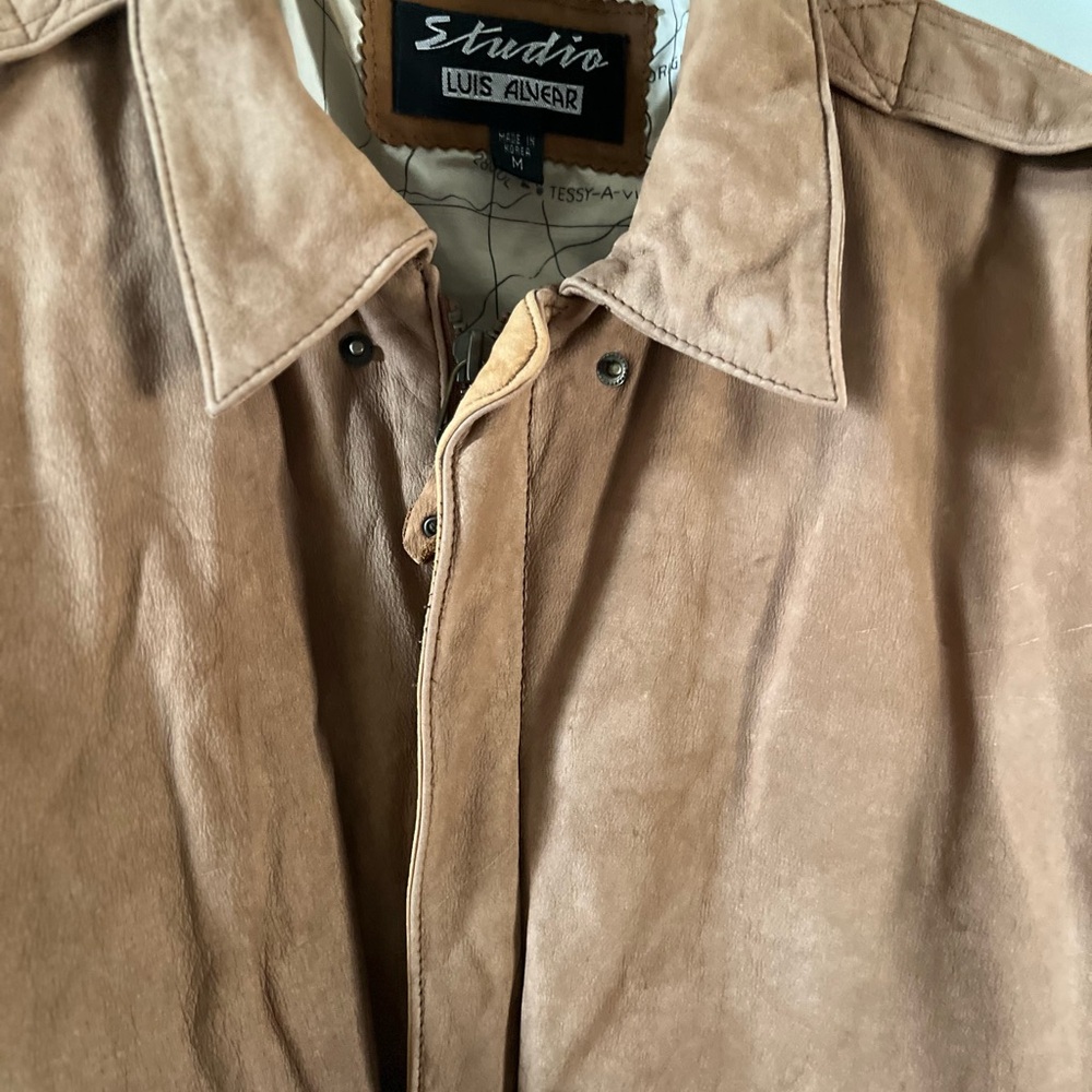 Vintage Luis Alvear Brown Leather Bomber Jacket Men's Medium